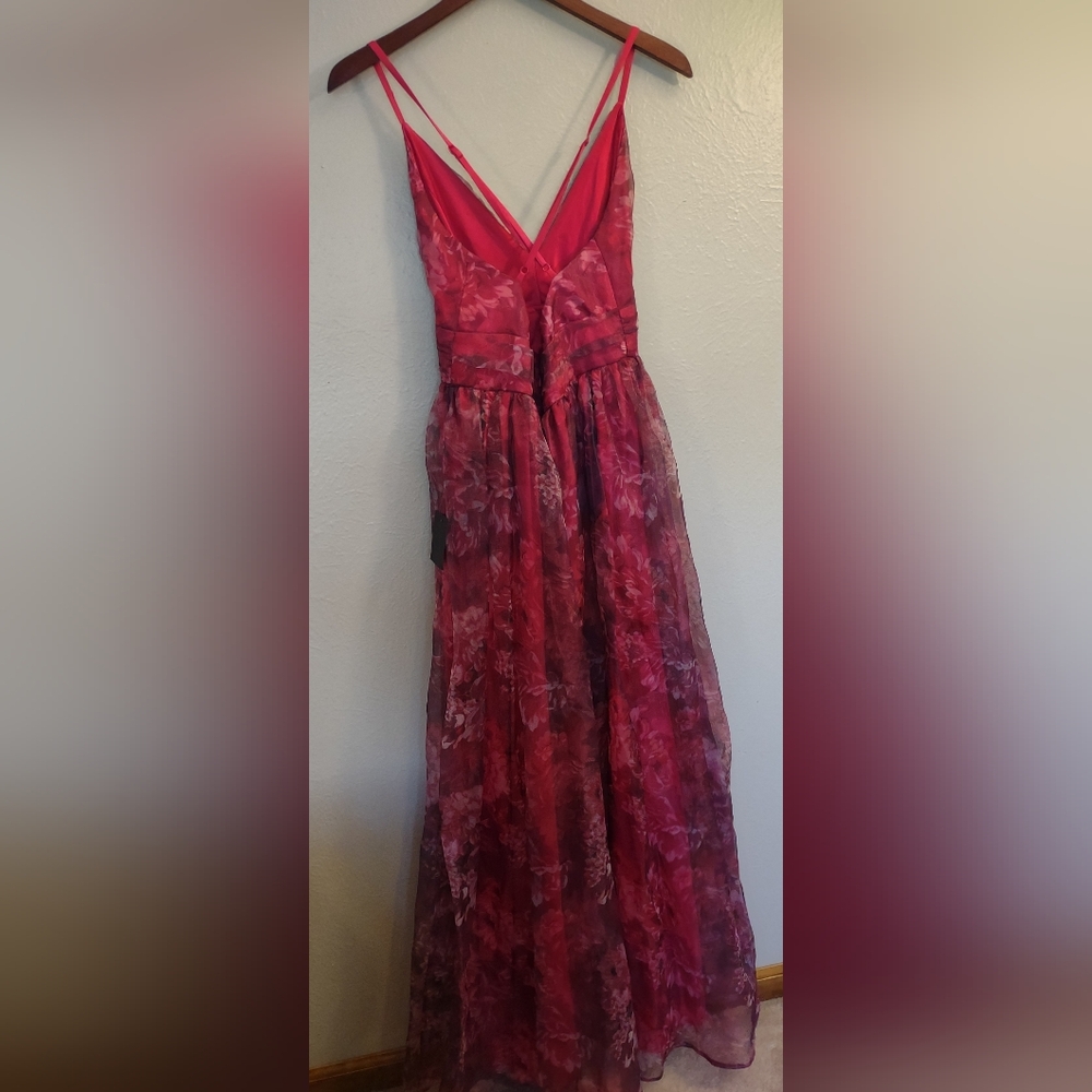 Lulu's Romance That Wows Magenta Floral Print Organza Maxi Dress - Picture 7 of 14